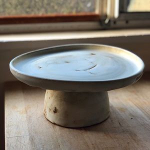 8” handmade stoneware cake stand